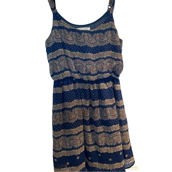 Lush Dresses & Skirts - LUSH XS Tank Dress in blue polko dots, floral and stripes design in size XS